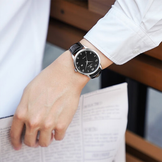 
TIAN WANG watch business casual fashion belt Roman dial date display quartz watch men's watch women's face couple's watch gift black disc black strap men's watch GS3886S/D-B-A