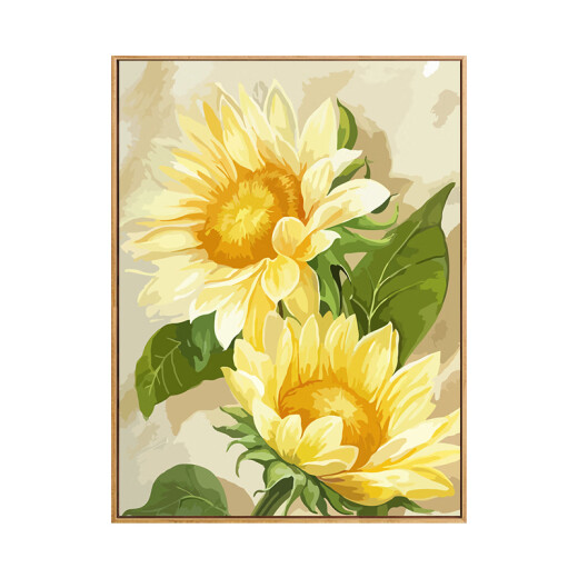 山头林村系向日葵diy数字油画填充手工画画填色手绘感涂色画油彩 J9737 30*40m绷好加厚实木内框 高亮颜