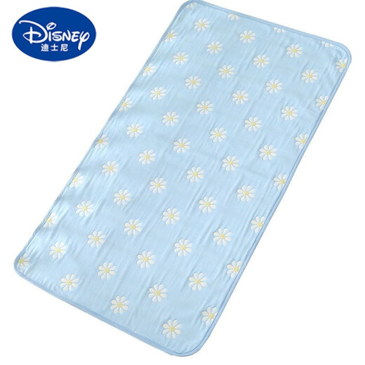 迪士尼（Disney）纱布隔尿垫纯棉可水洗婴儿六层防水透气防尿床四季尿布垫姨妈可洗 蓝色云朵 50*70厘米【2条】