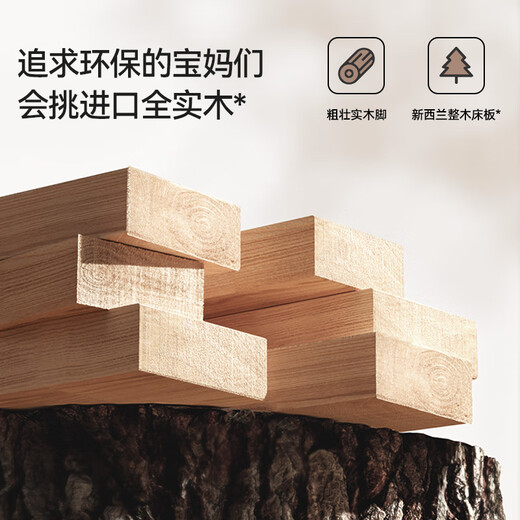 IGROW splicing bed widened baby solid wood adults can sleep on the side bed with adjustable height 200*80 three-sided style
