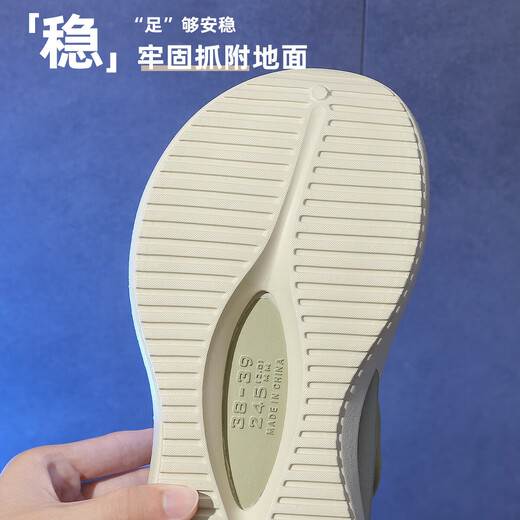 Une infirmière Shangfen Chaussures de la grotte Summer 2025 Nouvelle salle d'opération Sandales de bureau à semelles épaisses antidérapantes Silencieuse Usure à l'extérieur du MI Green 36-37 Taille d'angle [longueur intérieure 235 mm]