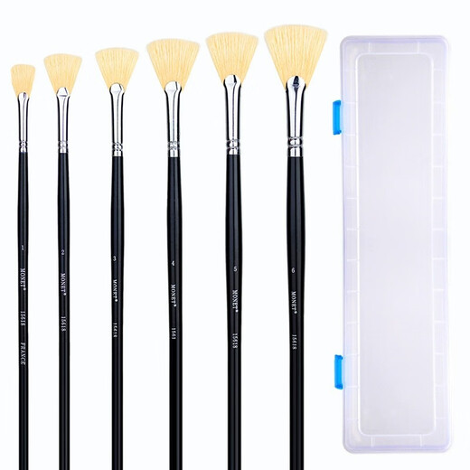 Monet Monet 15618 BRISTLE FAN PEN COUPAGE GOUCHE ACRYIQUE BRSPE BROSSE MUR PEINTURE PEINTURE BRSULLAGE Long Brosse de conception de poteau en bois 0 # 2 # 4 # 6 # (4 bâtons