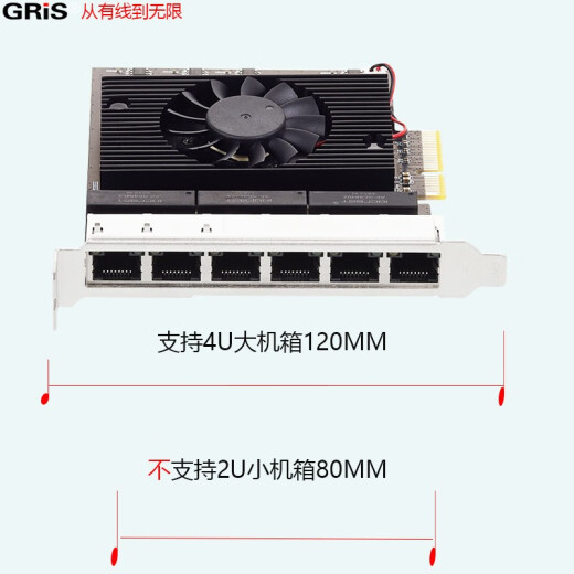 GRIS 8-port industrial camera vision collection PCI-E Gigabit network card I350T4 server computer 8125 domestic system 8111 desktop network news WX1860A4 10 Gigabit 2108125B chip 6-port 2.5G network card
