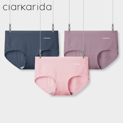 Clarkarida Women's Underwear Feminine Mid-waist Seamless 80 Count Modal Women's Briefs Antibacterial Girls Underwear [Modal] Light Pink + Purple + Black + Dark Gray L (105-125Jin [Jin equals 0.5 kg])