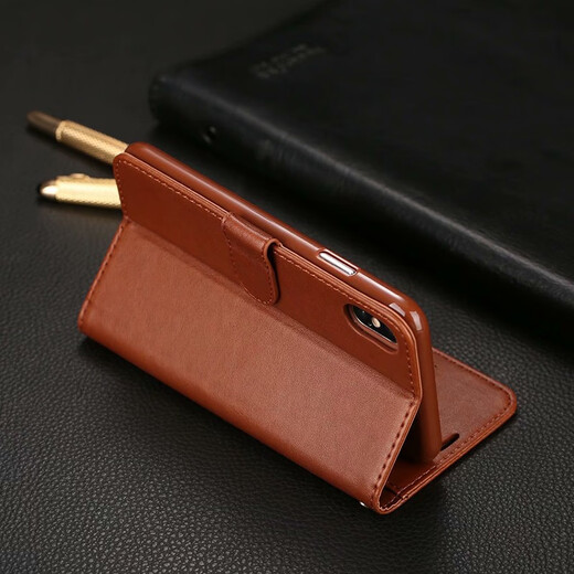雅尊仕 iPhone6s翻盖皮套苹果XS插卡保护套7plus手机壳苹果5SE防摔皮套6plus钱包款  苹果5/5S/SE通用【棕色】