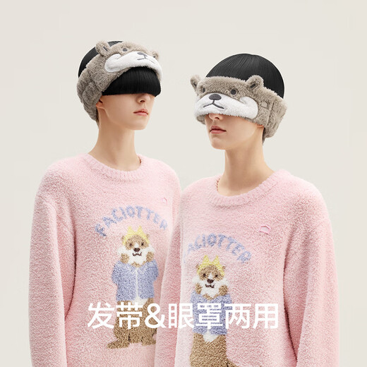 Bananain Plush Zoo Theme 520H Unisex Hairband for Face Wash, Makeup, Mask, and Hair Cover Set, Giant Panda Hairband + Milky Apricot Wristband, 1 pc