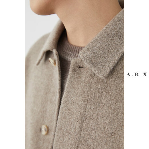 a.b.x Winter heavyweight full wool lapel workwear large pocket double-sided nylon jacket men's loose thickened tweed jacket light coffee M/170