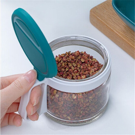 Camellia camellia seasoning jar seasoning bottle jar kitchen household sugar salt shaker glass round seasoning bottle seasoning jar 450ML round green 1 piece