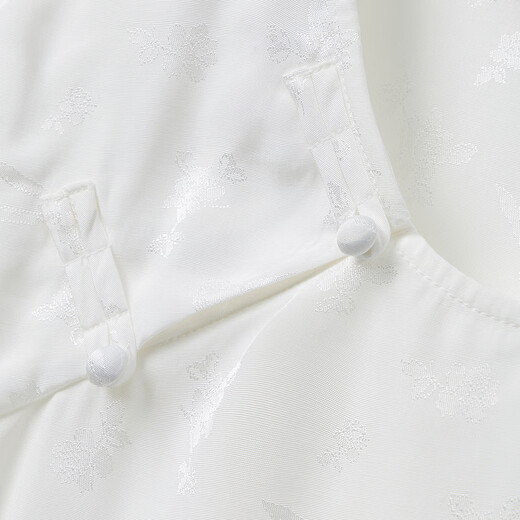 BO [neuer chinesischer Stil] Bobing Button Round Hals kurzärmeliges Hemd für Fraueneinkaufszentrum Gleicher lose Temperament Top BDR2HD1396 1W40 Weiß M.