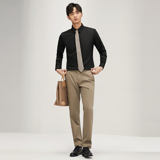 Qipai three-proof easy-care long-sleeved shirt men's spring and autumn business casual comfortable lapel shirt