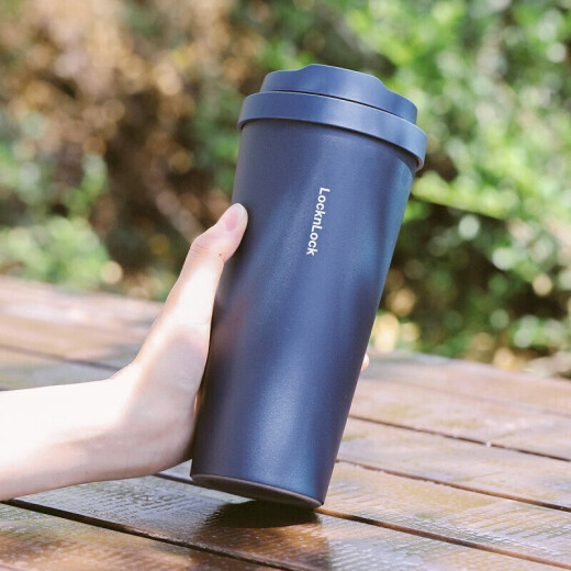 Lock & Lock (LOCK/LOCK) meets Yuanqi thermal insulation and cold insulation coffee cup for men and women, high-looking water cup 550ML sea blue LHC3249NVY