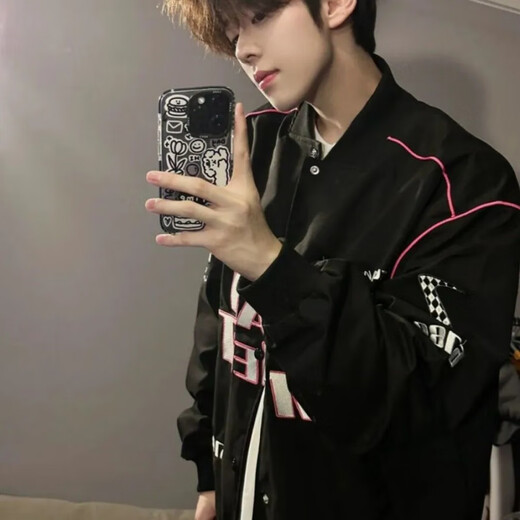 Digada motorcycle baseball jacket men's spring new American high street racing trend casual top TMGCD-W623 black XL