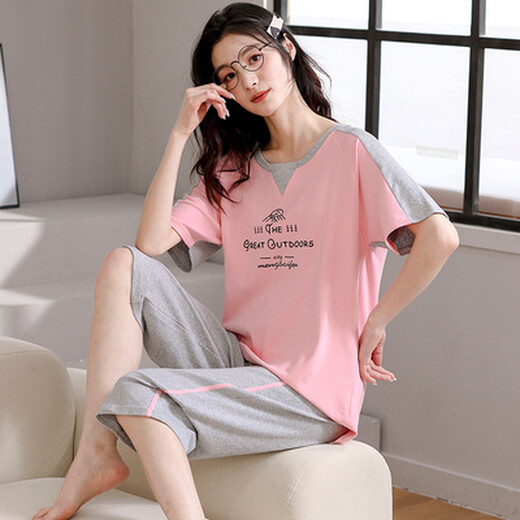Mobeihai pajamas for women in summer 2025 new short-sleeved cropped pants set Korean cartoon students can wear home clothes outside. Short-sleeved cropped pants 679 M Recommended 80-90 Jin [Jin equals 0.5 kg]