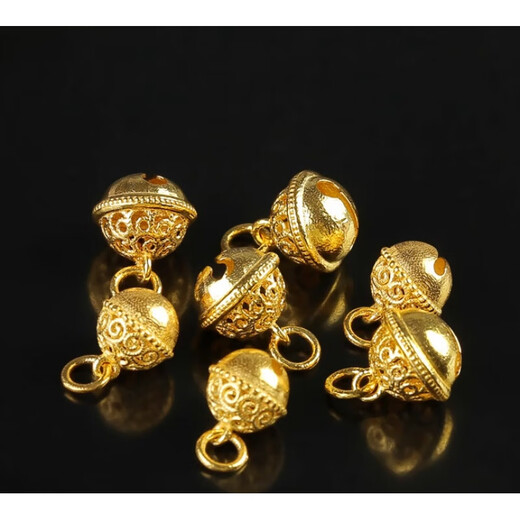 Yulong 18k gold handmade ancient gold bell pendant bracelet pendant diy jewelry material accessories bracelet bracelet with loose beads small / single