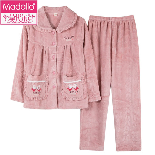 Modale Mutter Pyjama im mittleren Alter der Frauen im mittleren Alter von Frauen im Winterkorallen Fleece-Kleidungsstück mit Samtflanell warm und lose KQ3291 M (155 cm-95jin [Jin gleich 0,5 kg])