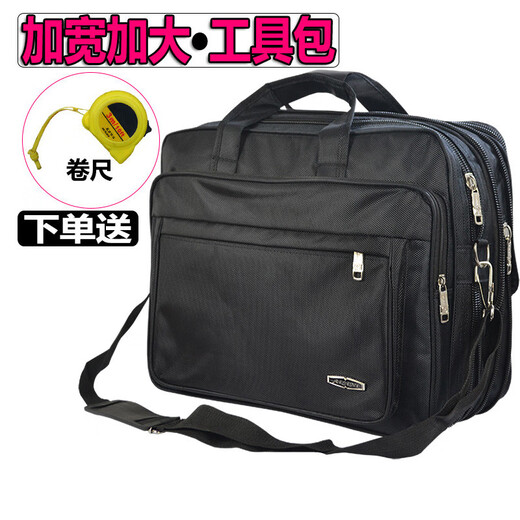 Zongpu Tool Kit Men's Large Capacity Hardware Repair Kit Wear-Resistant Handbag Thickened Multi-Function Computer Men's Black Black Larger and Widener