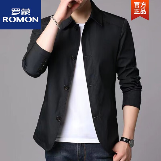 ROMON (ROMON) spring and autumn men's casual jacket suit middle-aged and young people solid color lapel thin Korean slim windbreaker jacket light gray 1048 L Recommended 110130Jin [Jin equals 0.5 kg]