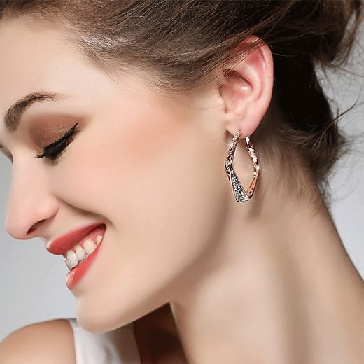 Idel Korean personalized large earrings hoop long style female European and American exaggerated temperament pendant ear jewelry simple earrings Valentine's Day birthday gift for wife and girlfriend prismatic personalized earrings E1057