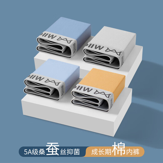 Catman Youth Underwear Children's Cotton Shorts Shorts Boys' Boxer Briefs for Middle and High School Students Development Period 4 Pack Mulberry Silk Bottom Happy Sports - 4 Pack 170 (L) (Recommended 90-110 Jin Jin is equal to 0.5 kg)