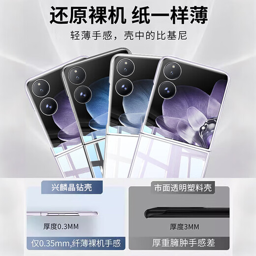 兴麟适用小米MIXFlip手机壳新款Xiaomi mix flip小折叠屏手机保护套全透明超轻薄全包防摔保护壳男女款 小米MIXFlip【超薄晶透壳】赠DIY贴纸 发黄包赔