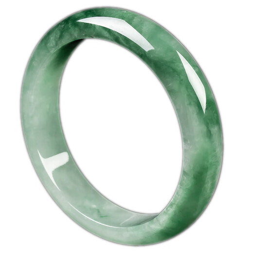 Private oil green half mountain and half water jadeite bracelet for women Burmese ice waxy jadeite (processed) jade bracelet as a gift for mother. The inner diameter of the bracelet is 54-55mm.