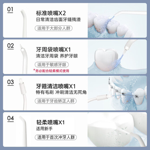 拜尔M3电动冲牙器 家用便携式牙齿清洁器洗牙器水牙线洁牙器牙套清洁冲洗器送男女朋友礼物 M3Plus白色