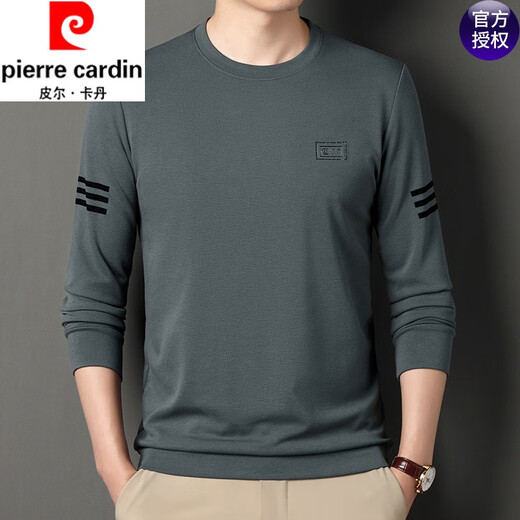 Pier Cardin pure cotton skin-friendly breathable waffle long-sleeved T-shirt for men versatile casual round neck sweater underwear fashionable top Maple leaf red 6621 165/M Recommended 90-120Jin [Jin equals 0.5 kg]