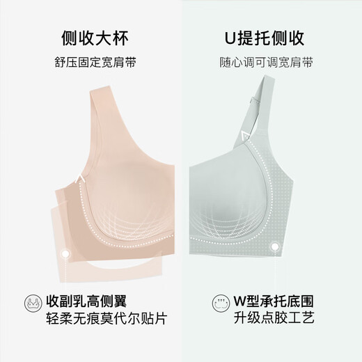ubras母亲节礼物侧收大杯文胸收副乳内衣女大胸显小防下垂胸罩粉底液 【热卖】可调肩带-裸感肤 XL (85B/85C/85D)
