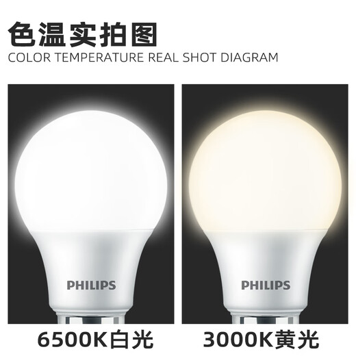 Philips (PHILIPS) LED light bulb energy-saving light bulb high-power commercial lighting bulb screw E27 light bulb 5W yellow light 3000K