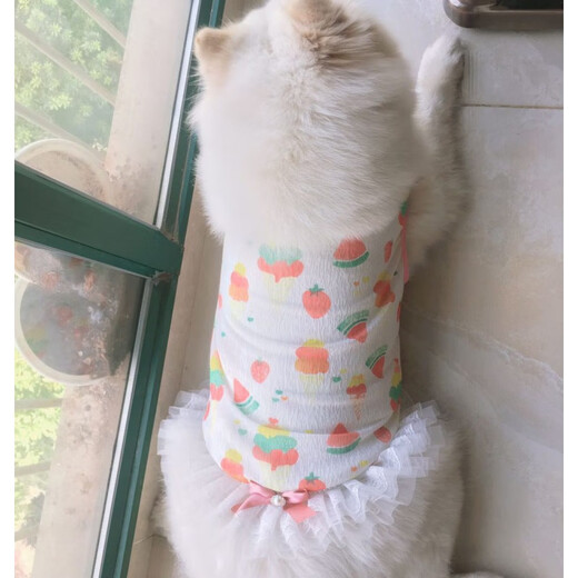 宠物大狗衣服中大型犬透气防掉毛防晒网纱萨摩金毛夏季薄款背心裙 粉色彩虹(不退不换) 110码(胸围9756-70斤左右)