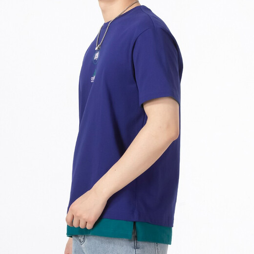 Adidas short-sleeved men's clothing 2025 summer new sports loose comfortable breathable casual round neck half-sleeved shirt top T-shirt HE9922 purple (pure cotton) 2XL