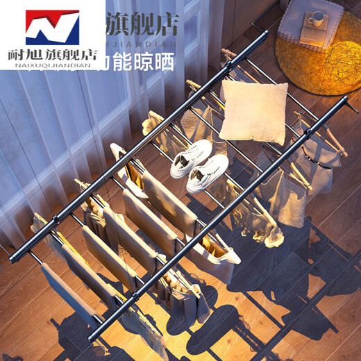 Lifting clothes drying rack balcony hand-crank double rod type clothes drying rod indoor household automatic folding quilt manual cooling clothes hanger mother and baby four rods - golden color 1.5m does not include clothes hanger + 8 crossbars [no installation]