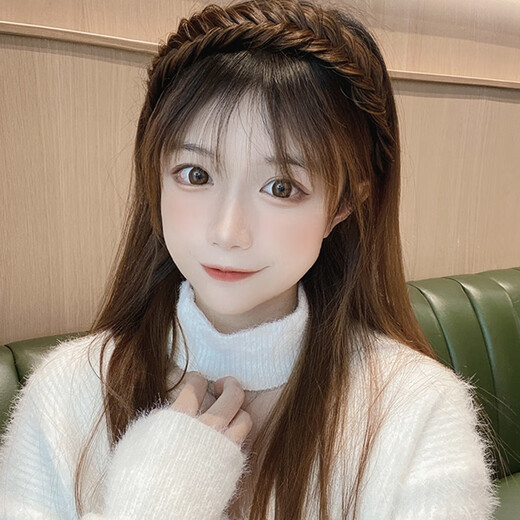 Xiang Wan headband 3 pieces forest style super fairy twist braid wig headband handmade fishbone braid one headband pressed hairpin