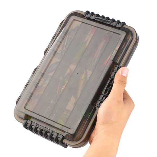 Hookfeng Lure Bait Box Box Portable Fishing Accessories Box Storage Box Multi-Functional Bait Box Iron Plate Sequins Mino Waterproof Hard Bait and Soft Bait Storage Lure Accessories Box [26*16.5*4.5cm] Brown