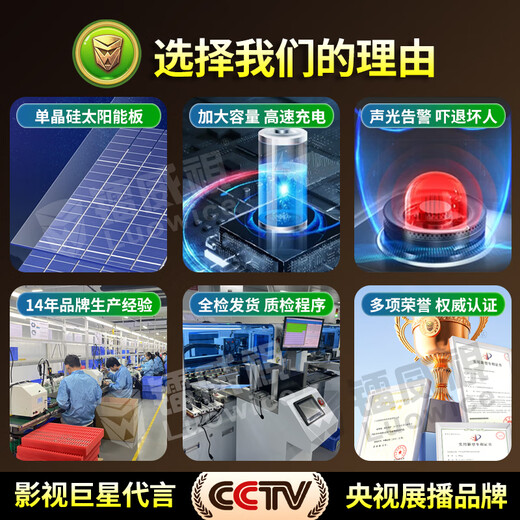 镭威视4g太阳能摄像头室户外防水无需连wifi终身流量免电无电无网监控家用360度全景全彩夜视追踪农村 高配【免充值】三画面+64G卡 【PIR录像】【日夜全彩】【声光报警】