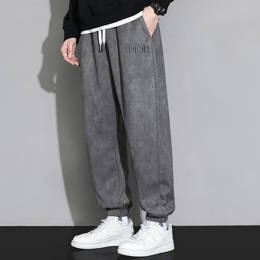 Pantalones de gamuza dingfengbaoluo pantalones casuales de primavera masculina marca de tierras sueltas de moda pesada k575 gris oscuro xl