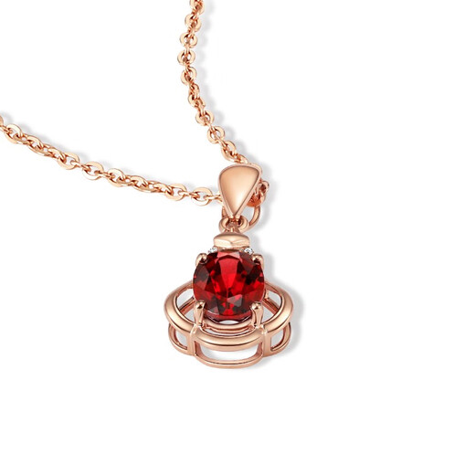 Laomiao 18K gold garnet pendant, colorful pendant for women, Chinese Valentine's Day gift for girlfriend (not including necklace), total weight is about 1.05g