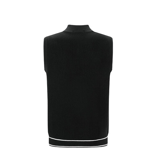 Navigare italienische Dinghy-Strickweste für Herren, Herbst und Winter, halboffener Kragen, Weste mit lässigem, ärmellosem Strickpullover, dunkles Nachtschwarz, Größe L