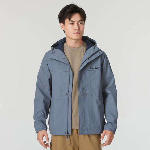 添柏岚（Timberland）官方外套男 春秋轻便防风防水连帽外套户外休闲运动服登山冲锋衣 A695W073/中蓝色 (晒图退10) XS (165/80A)
