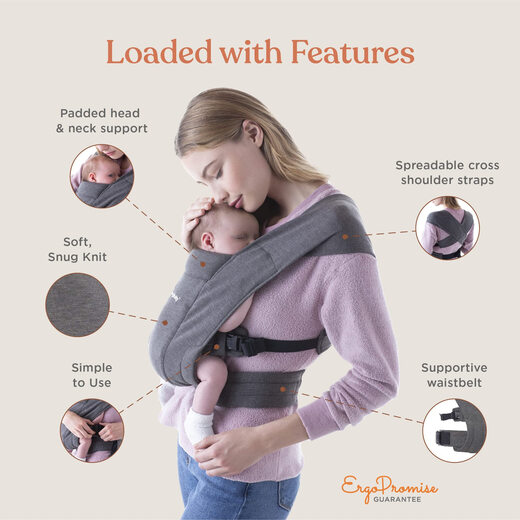 ERGObaby 美国二狗婴儿背带新生儿前抱式 3-11kg 两面针织 粉色