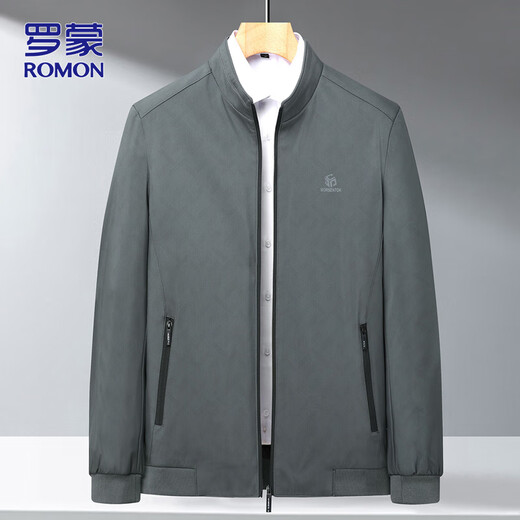 ROMON Jacket Men's Autumn and Winter Business Stand Collar Jacket Men's Casual Top Dad's Wear Professional Wear Shrimp Blue XL