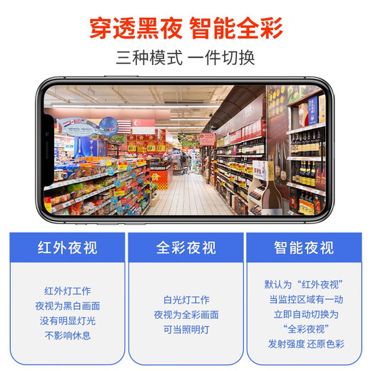 索瑞特摄像头家用监控器360度全景旋转云台手机远程双向语音对讲无死角高清夜视wifi监视器室外室内云台 wifi款【全彩+语音对讲+移动追踪】 无内存
