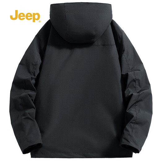 Jeep (JEEP) assault jacket for men and women, three-in-one two-piece set, warm, windproof and velvet jacket, Phantom Black L