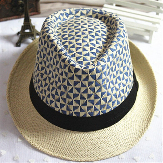 Nozhi cute gift hat, jazz hat for men and women, cuffed straw hat, retro small hat, sun hat, basin hat NE713, triangular plaid brown, one size fits all