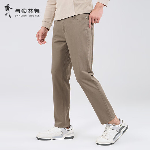 Dancing with the wolf [heavy cotton ammonia] Autumn and winter skin-friendly and warm commuting versatile stretch men's casual trousers 701 khaki 31