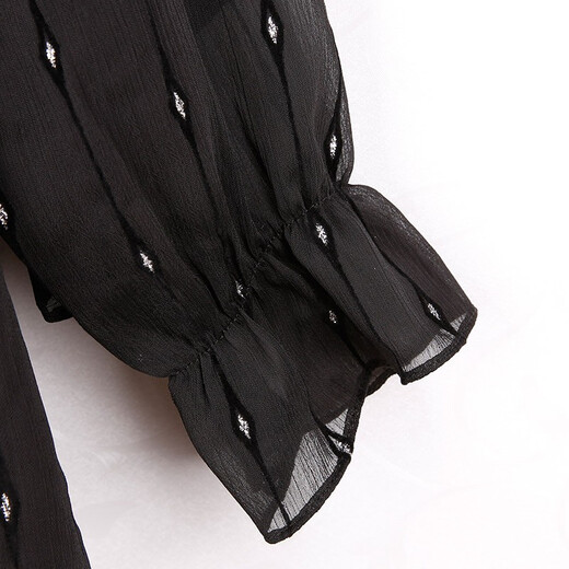 Shanidoluoga Fett Plus Größe Frauenkleidung Lose Fett mm Fett Schwester Pullover V-Neck Chiffon kleiner duftender oberer Mutteranzug 15246 Schwarz 3xl Empfohlen 140-150jin [Jin gleich 0,5 kg] Verschleiß