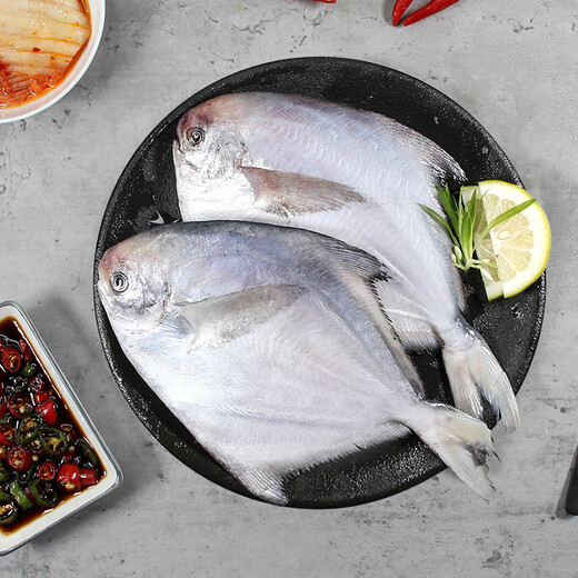 Fuhaijin Bohai silver pomfret 450g 3 pieces flat fish hot pot barbecue ingredients grilled fish seafood fish New Year gift