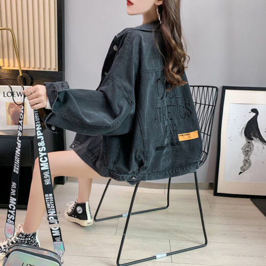 Einfache Richtung Denim Jacke für Frauen Internet Promi Trendy Kurzer loser und vielseitiger 2025 Frühlings- und Herbst-neue Denimjacke für Frauen Top 9929# Bildstil Rauchgrau 10xl S Empfohlen 80-100jin [Jin entspricht 0,5 kg]