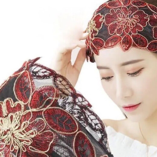 White hair, wide edge lace embroidered headband mesh headband scar cover hair card headband fashion headband 1 champagne