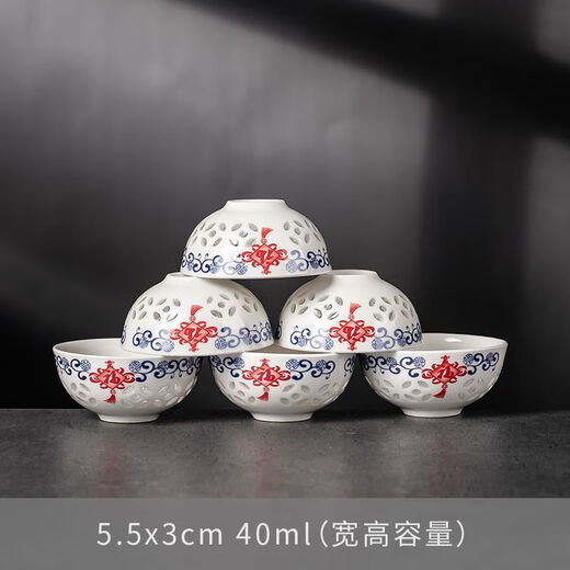 Enshousu Ceramic Kung Fu Tea Cup Set, Purple Clay Tea Cup, Small Tea Bowl, Glass Tea Cup, Household Tea Cup, 6 Pack, Purple Clay Xishi Tea Cup - Pack of 6